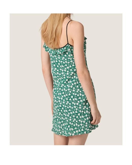 Miu Miu Green Crepe De Chine Mini-Dress