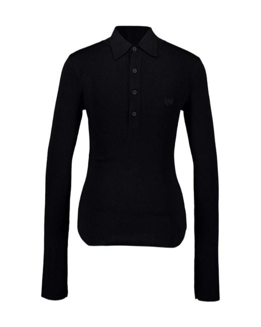 Balenciaga Blue Long-Sleeved Knit Polo Top