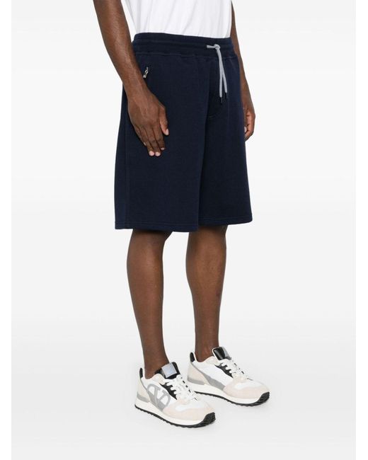 Brunello Cucinelli Blue Drawstring Straight Leg Bermuda Shorts for men