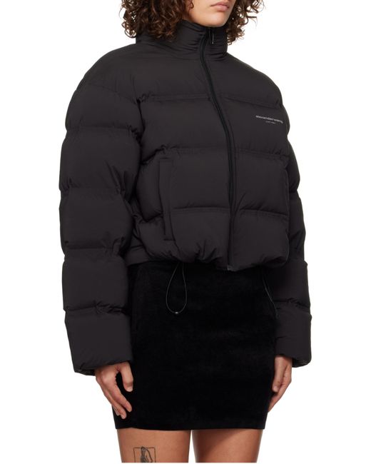 Alexander Wang Black Logo-Print Padded-Design Jacket