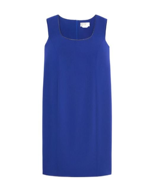 Marina Rinaldi Blue Rhinestone-Adorned Cady Dress