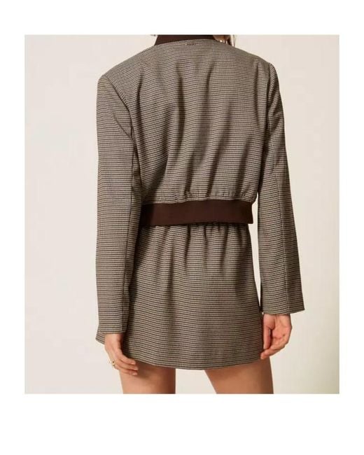 Twinset Brown Short Houndstooth Skirt