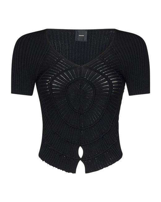 Pinko Black Ribbed T-Shirt