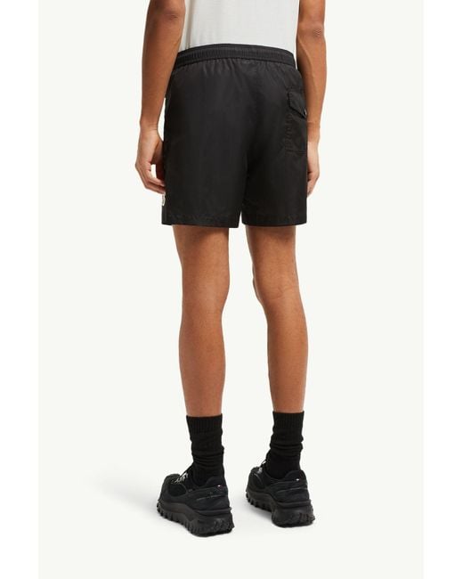 Moncler Black Logo Patch Drawstring Swim Shorts for men