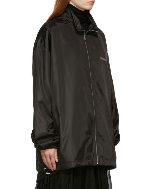 we11done Black Logo-Print Hooded Jacket for men
