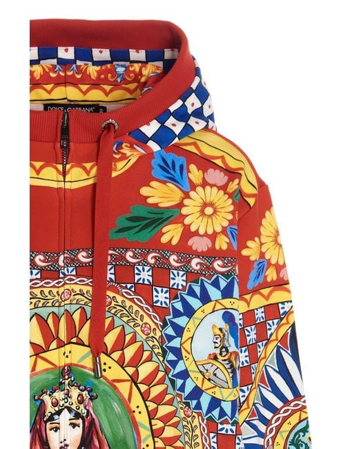 Dolce & Gabbana Red Caretto Print Hoodie