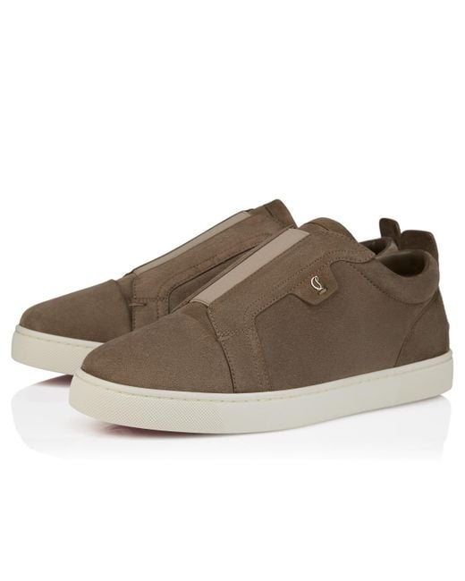 Christian Louboutin Brown Suede Slip-On Sneakers for men