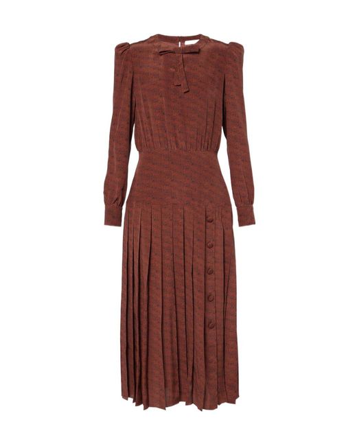 Alessandra Rich Purple Leopard-Print Silk Midi Dress