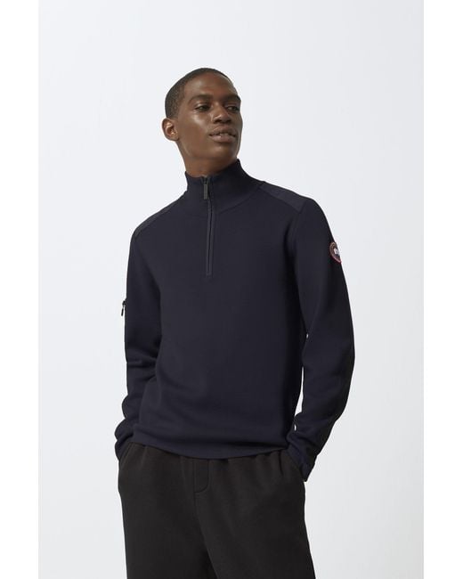 Canada Goose Blue Stormont Logo Patch Knitted Jumper for men