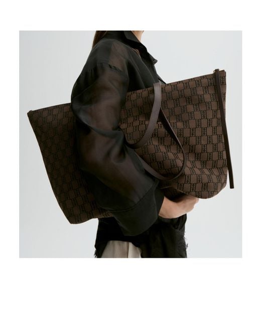 By Malene Birger Brown Monogram-Pattern Tote Bag