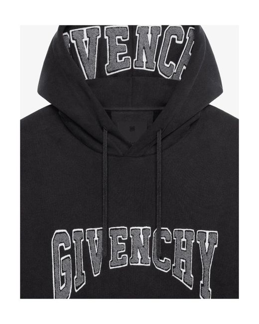 Givenchy Blue Logo Print Drawstring Hoodie for men