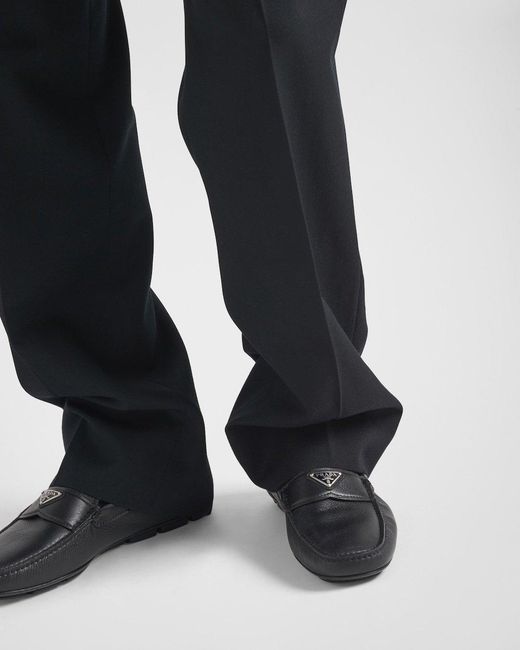 Prada Black Leather Driving Shoes for men