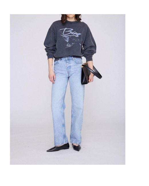 Anine Bing Blue Casual Crew Neck Sweatshirt