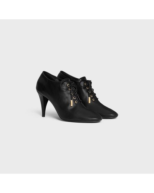 Céline Black Soft Oxford Lace-Up Heeled Ballerina