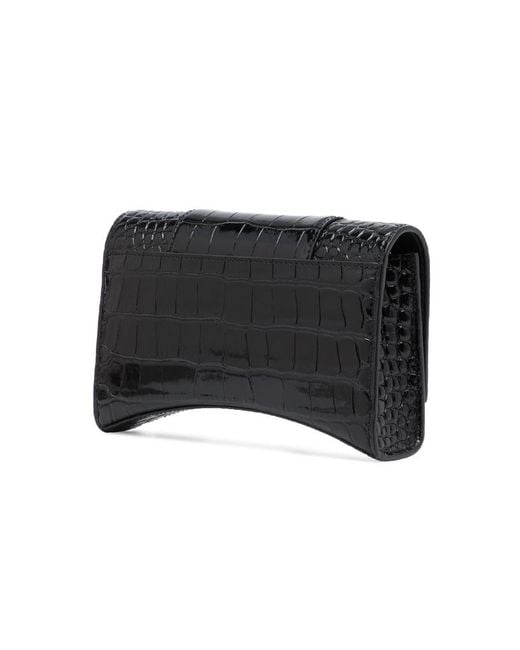 Balenciaga Black Embossed Logo Plaque Chain Wallet