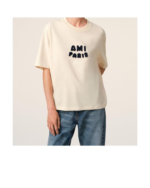 AMI Natural Logo Patch Crewneck T-Shirt for men