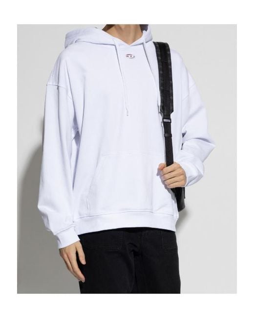 DIESEL White Boxt-Hood-Dco Hoodie for men