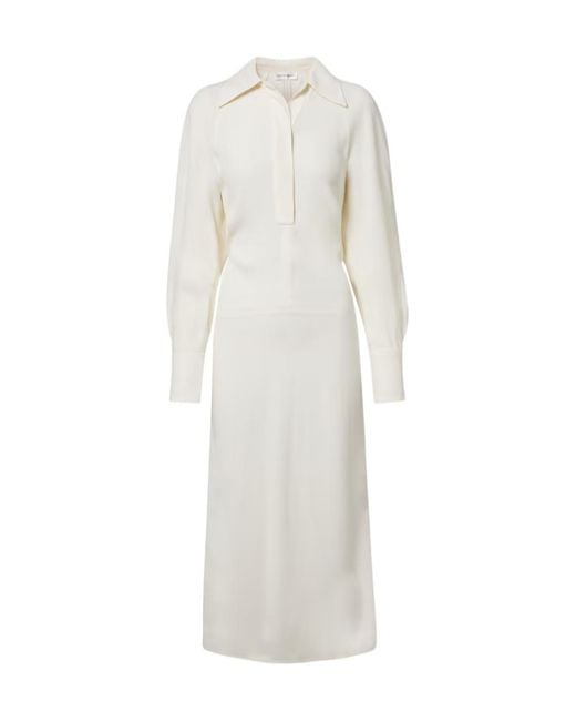 Victoria Beckham White Collared Long-Sleeved Dress