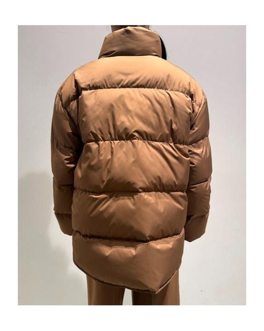 Max Mara Brown High-Necked Long-Sleeved Cotton Coat