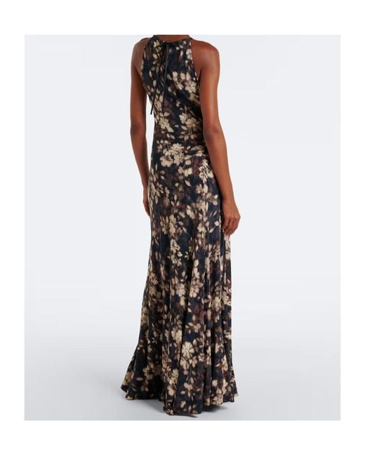 Jonathan Simkhai Black Cerin Gathered Floral Halterneck Maxi Dress