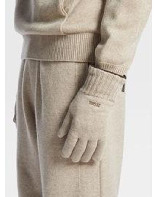 Zegna White Oasi Logo Embroidered Knit Gloves for men