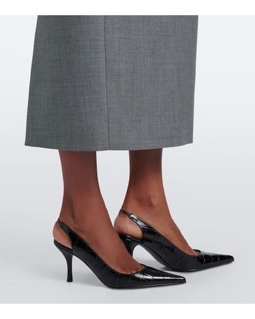 Magda Butrym Black Croc-Effect Leather Slingbacks