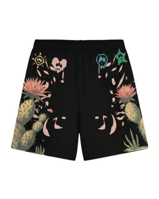 Barrow Black Cactus-Print Shorts for men