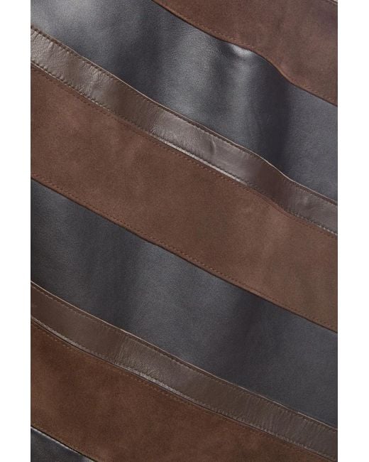 P.A.R.O.S.H. Brown Leather Mini Skirt With Inserts