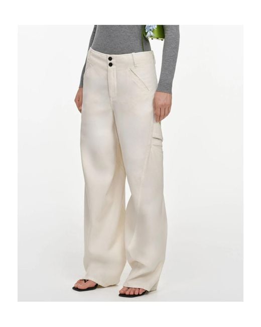 Self-Portrait White Cream Denim Pocket Trousers