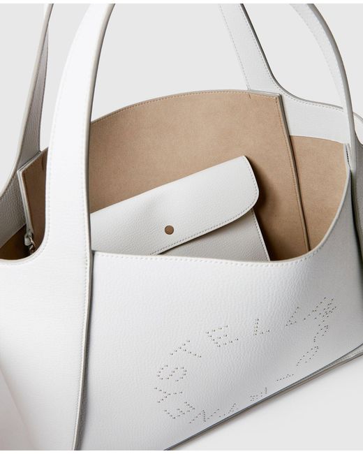Stella McCartney White Logo Perforated Tote Bag