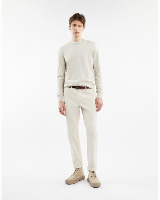 Fay White Crew-Neck Knitted Sweater for men