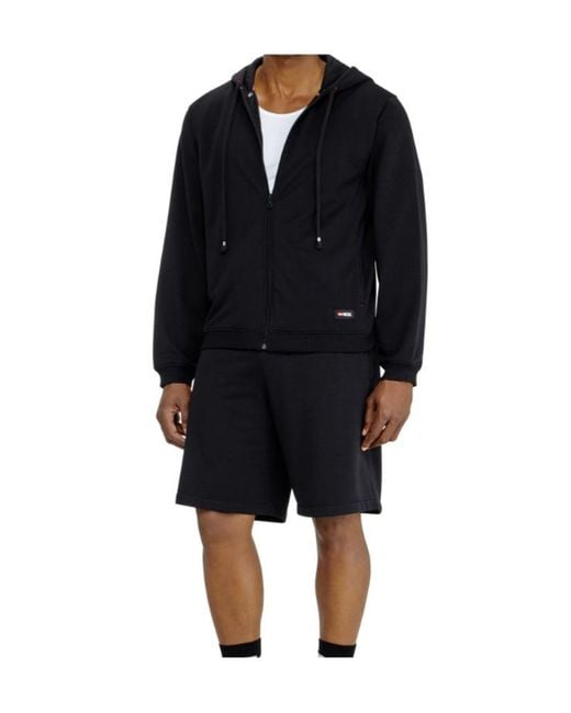 DIESEL Black Logo-Detail Zip-Up Cotton Hoodie for men