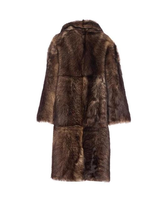 Yves Salomon Brown Long Sleeve Coat
