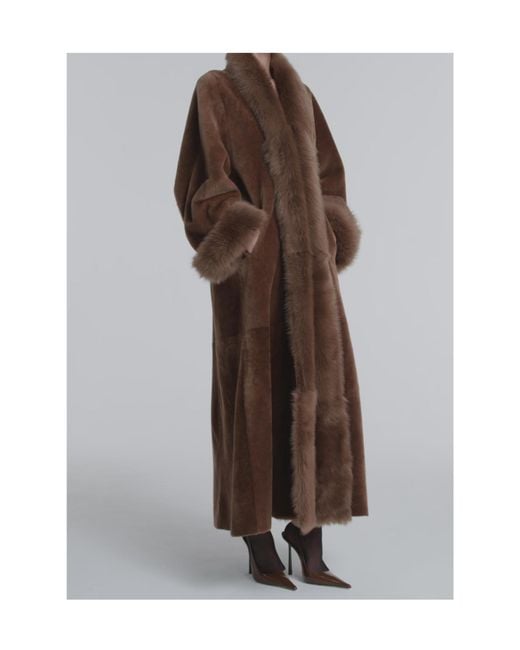 Nour Hammour Brown Sima Grand Shearling Coat