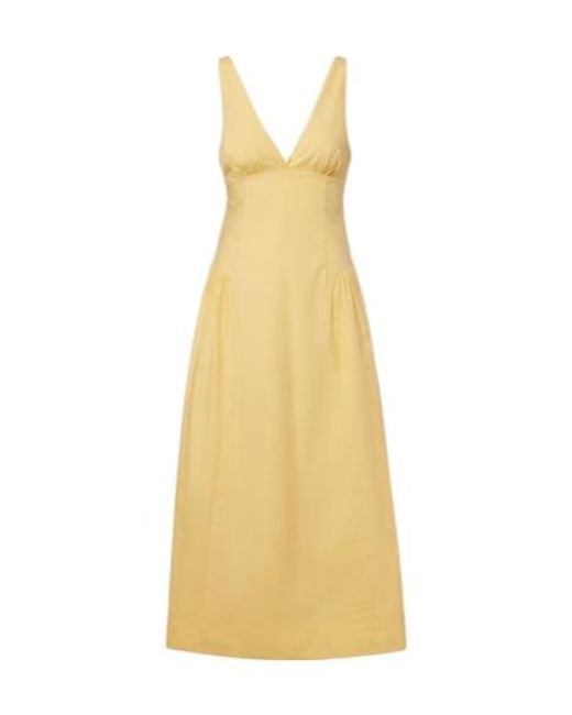 Posse Yellow Lindie Cotton Poplin Midi Dress