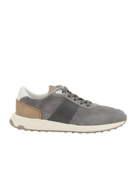Tod's Gray Panelled Lace-Up Sneakers for men