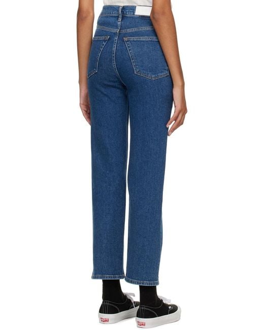 Re/done Blue 70S Ultra Rise High Waist Cropped Jeans