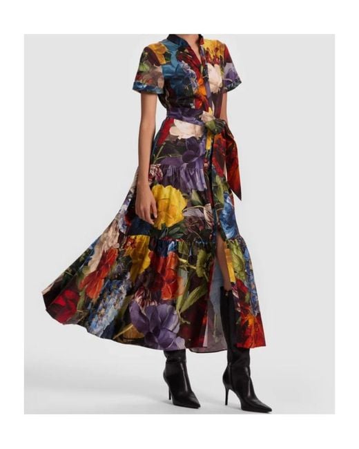 Alice + Olivia Blue Lucy Midi Shirt Dress