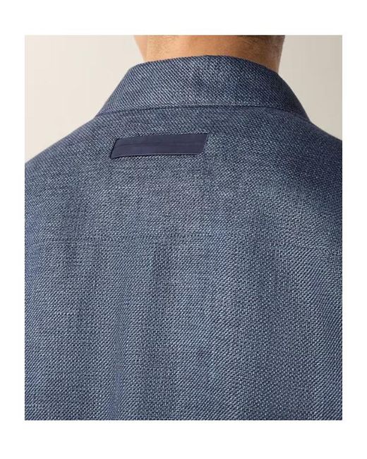 Zegna Blue Textured Long-Sleeve Shirt for men