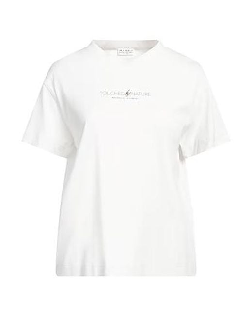 Brunello Cucinelli White Solid Color Short-Sleeve T-Shirt
