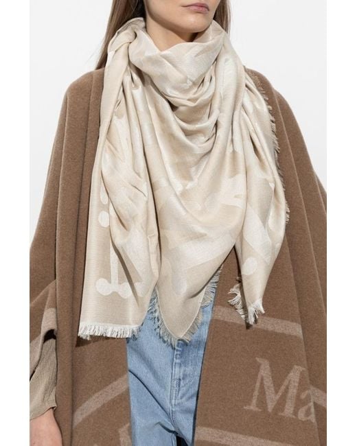 Max Mara Natural Edro Monogram-Jacquard Fringed Scarf
