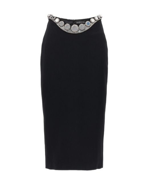 David Koma Black Slit Skirt