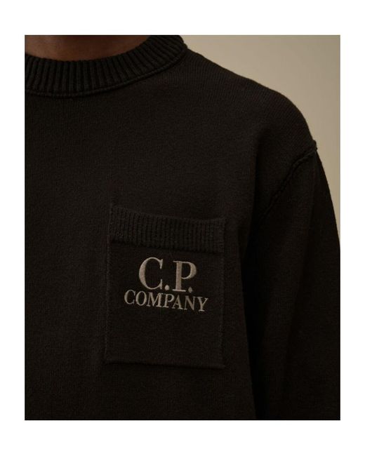 C P Company Black Logo-Patch Pocket Sweater for men