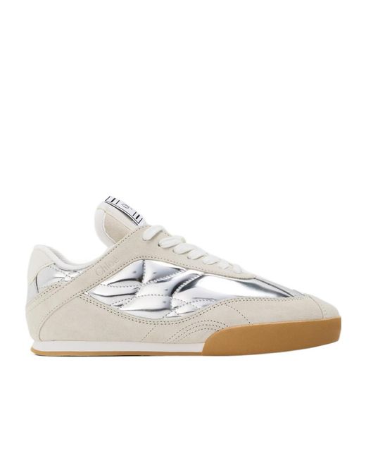 Chloé White Lace-Up Low-Top Sneakers