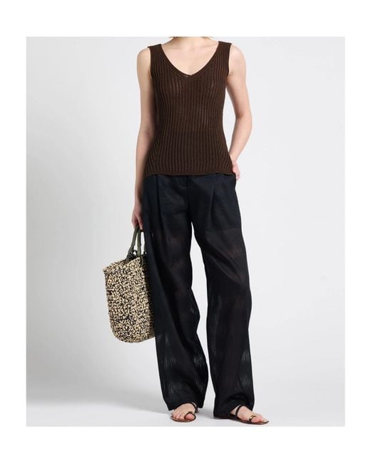 Max Mara Brown Knitted V-Neck Vest