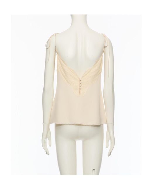 Valentino White Lace Trim V-Neck Top