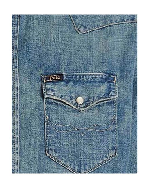 Polo Ralph Lauren Blue Long-Sleeved Denim Shirt for men