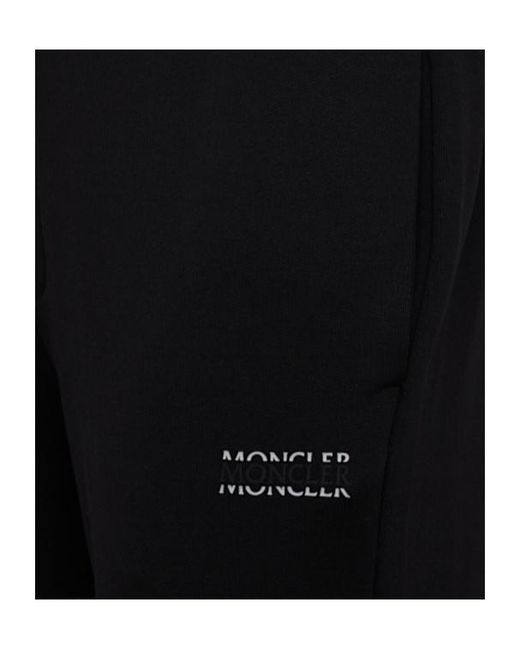 Moncler Black Logo Cotton Fleece Track Pants for men