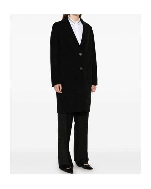 Peserico Black Single-Button Mid-Length Coat