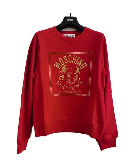 Moschino Red Logo Round-Necked Sweater